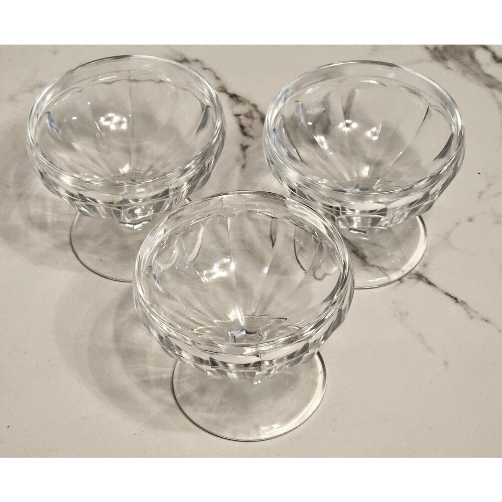 Vintage Unbranded MCM Low Sherbert Stemware Glasses, Set of 3